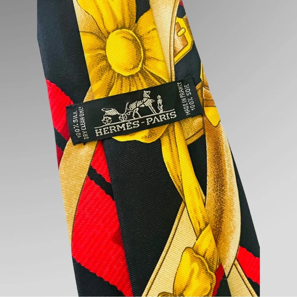 New! HERMES RARE HERMES H d’ ORIGNY MENS EQUESTRIAN SILK TIE